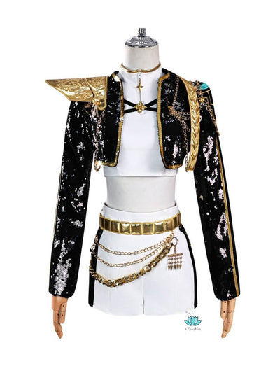 Rumi Golden Black Costume for Kids Shiny KPop Demon Hunters Inspired Cosplay for Girls