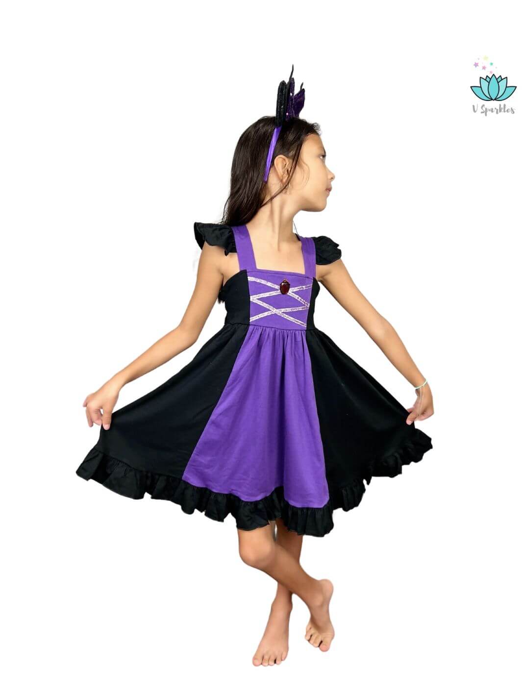 Evil Queen Cotton Dress for Kids: Cape Available as an Add-on