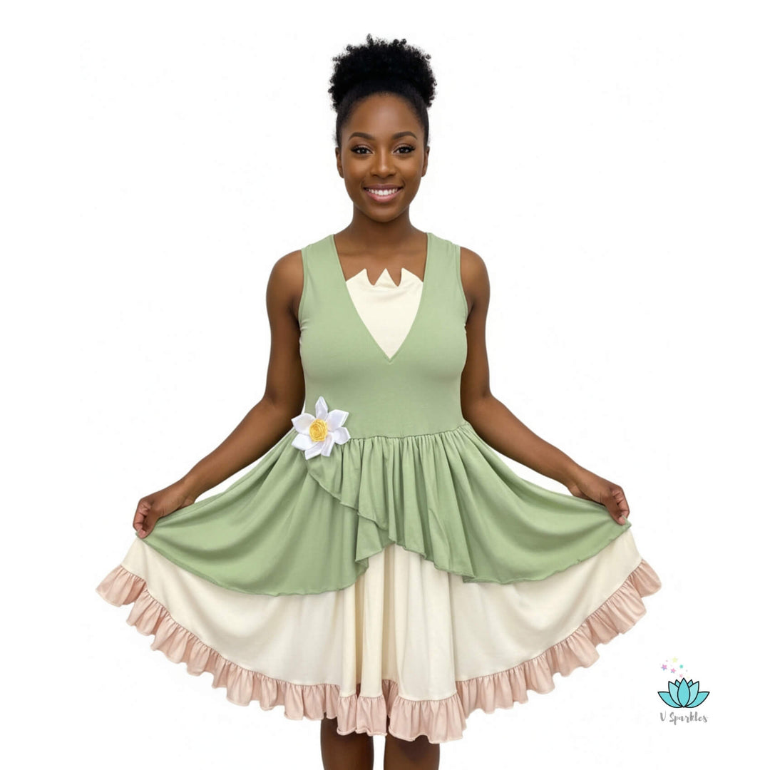 Lily Pad Princess the Frog Dress for Adults with Plus Size Options