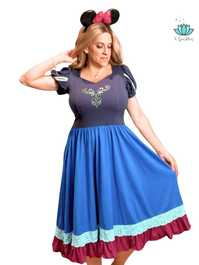 Anna Birthday Dress for Adults: Celebrate in style with this Anna Frozen-inspired birthday dress, ideal for fans of the courageous ice queen's sister.