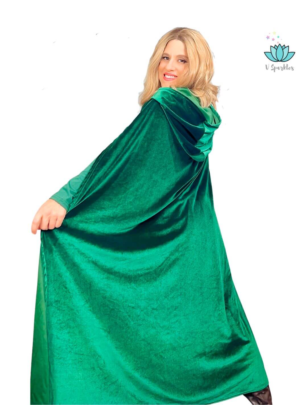 "Winifred witch-inspired green dress for adults, perfect for Halloween, Disneybounding, or a spellbinding birthday dress to impress.