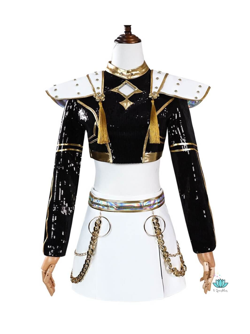 Zoey Golden Black Costume Shiny for Kids KPop Demon Hunters Inspired Cosplay for Girls